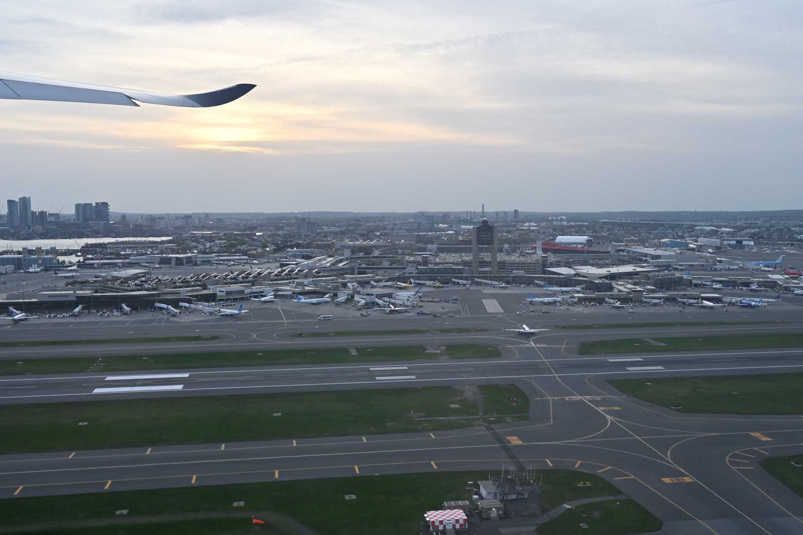 Boston Logan International Airport from plane departing on 22L April 2025