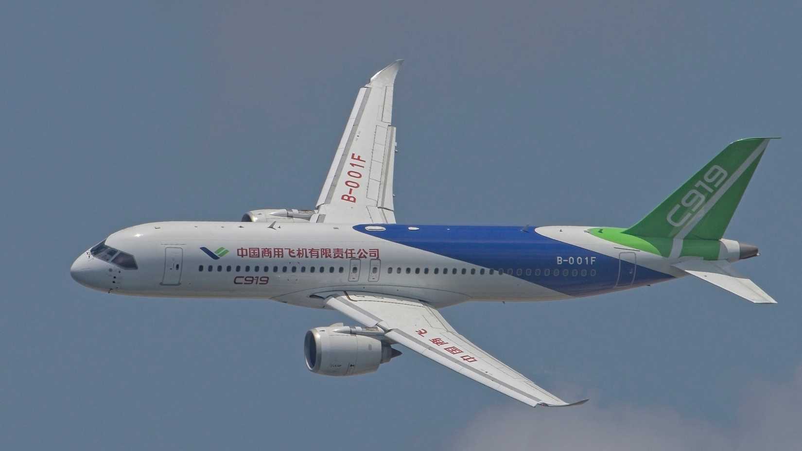 China commercial narrow-body aircraft, the COMAC C919 debut at Singapore Airshow 2024.