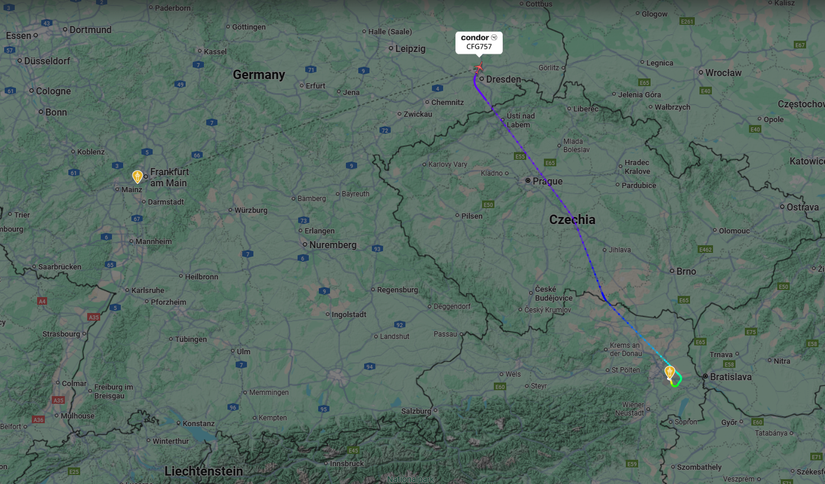 Condor DE757 Flight Map
