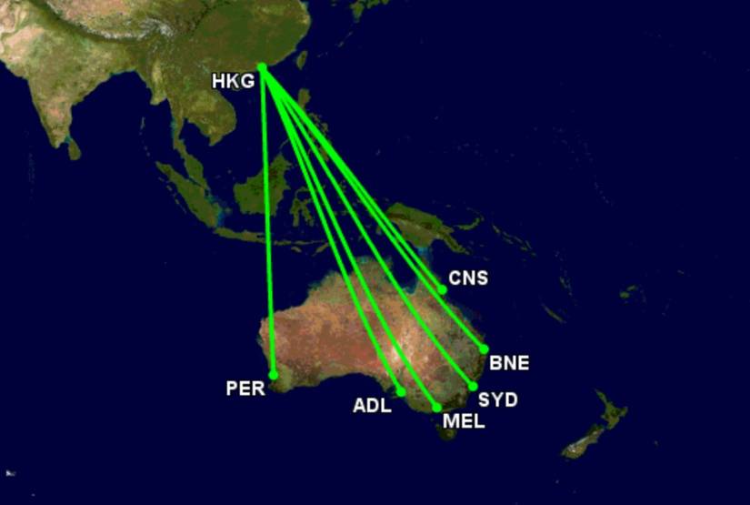 CX's passenger routes to Australia