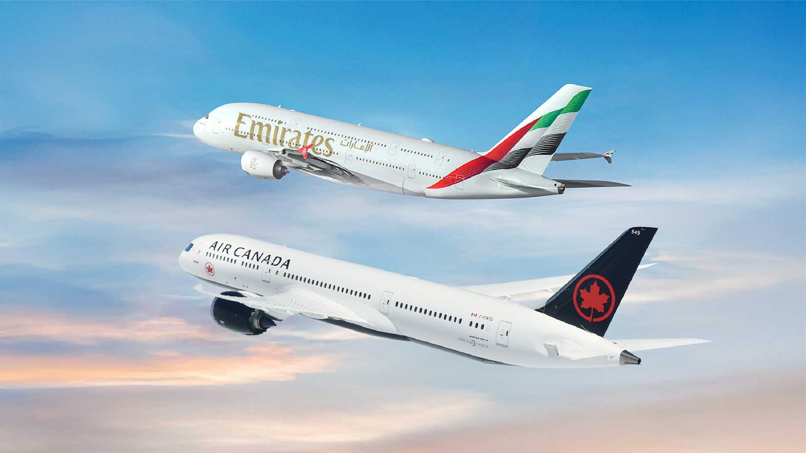 emirates air canada planes flying