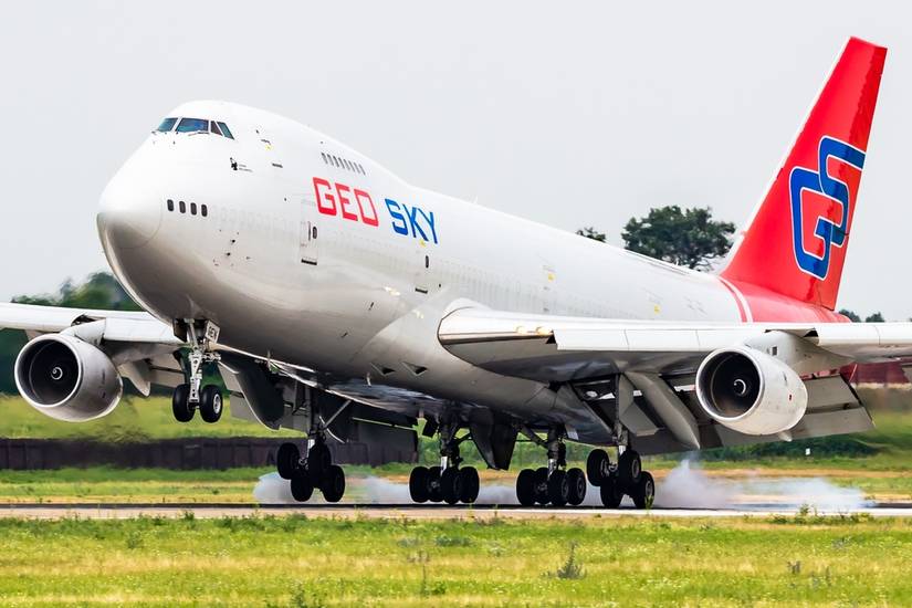 Geo-Sky Boeing 747-200 cargo flight to Bratislava Airport.
