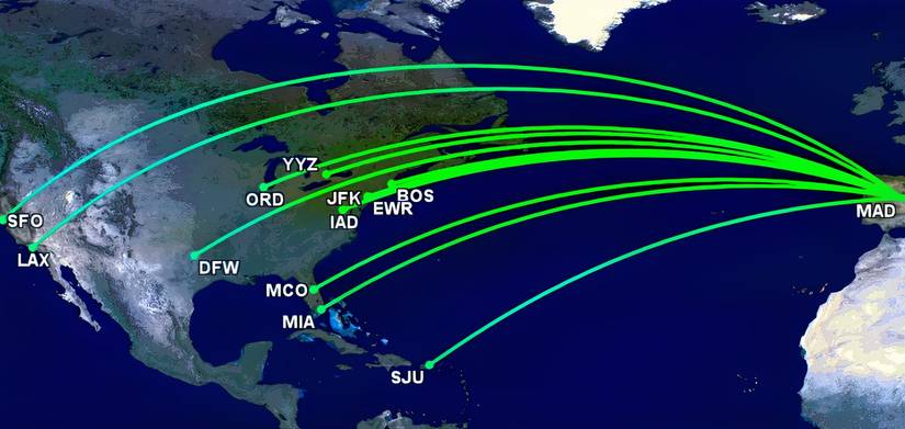 Iberia's MAD network to the US and Canada in 2026