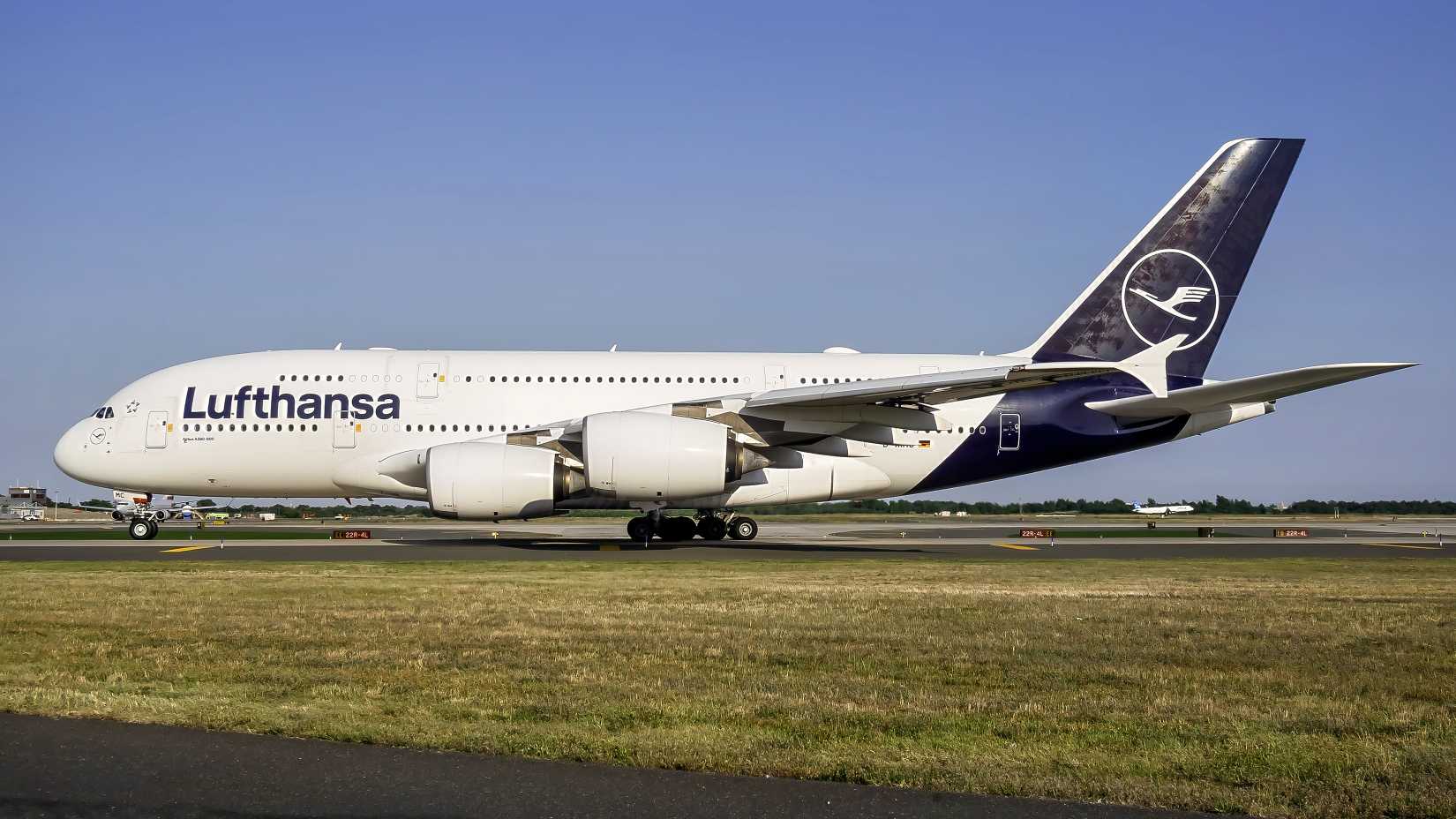Lufthansa Airbus A380 taxiing for take off at New York JFK-1
