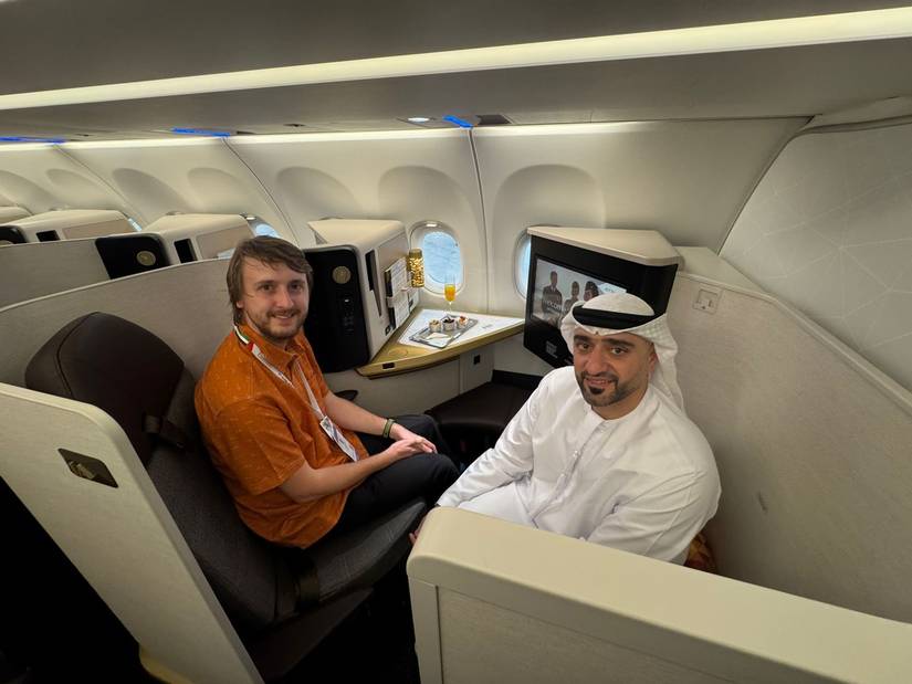 Tom Boon and Majed Al Marzouqi in Etihad Seats