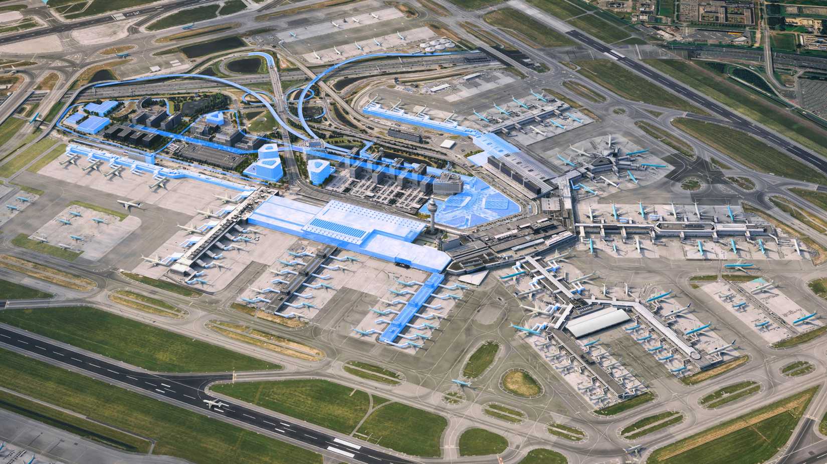 schiphol centrum plan 2050 airport overview