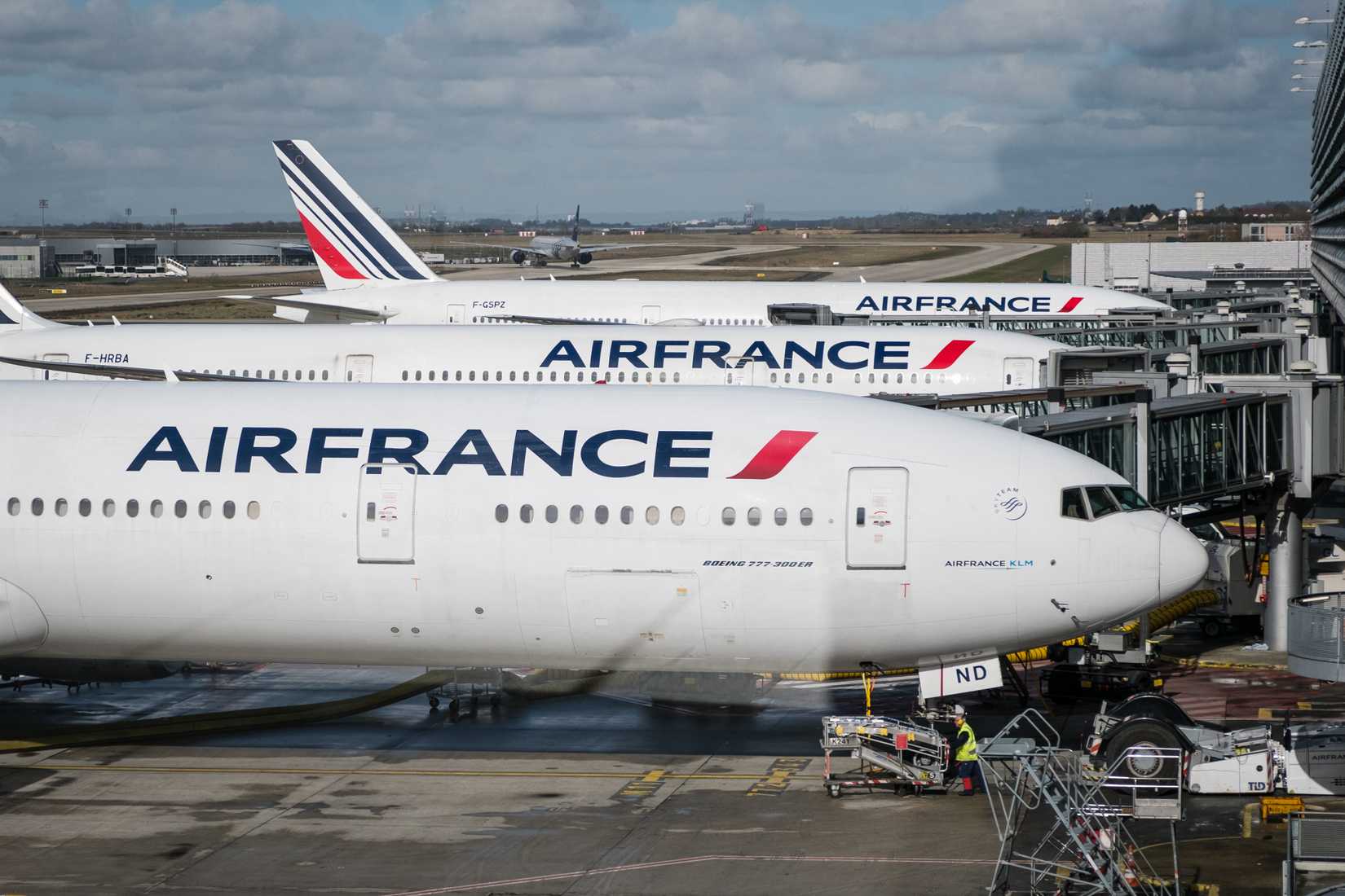 Air France aircraft parked parallel at Paris Charles De Gaulle Airport