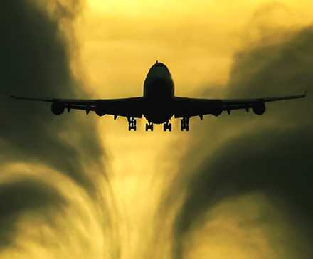 Boeing 747 In Front Of Turbulent Air