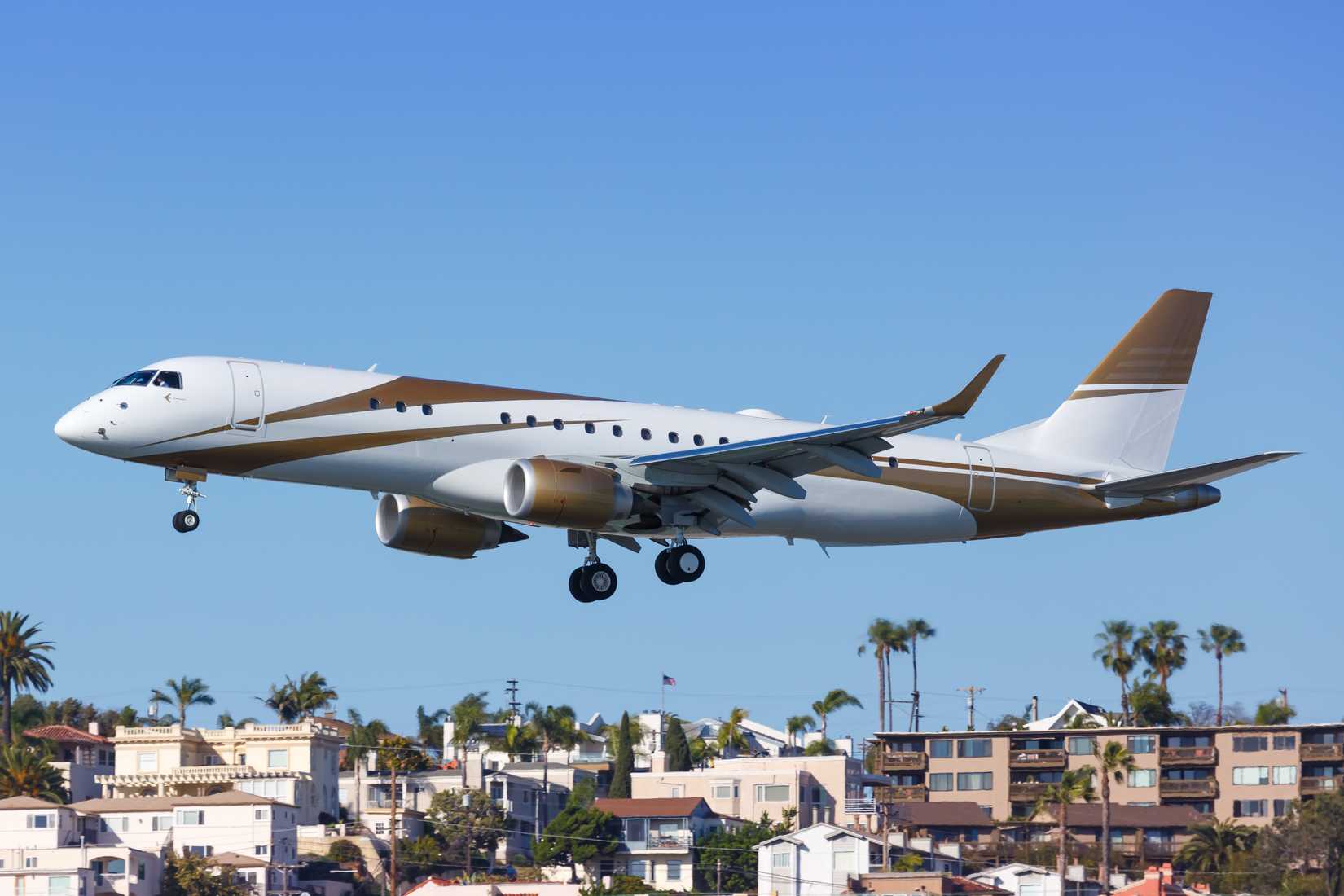 Private Embraer Lineage 1000E airplane at San Diego airport 