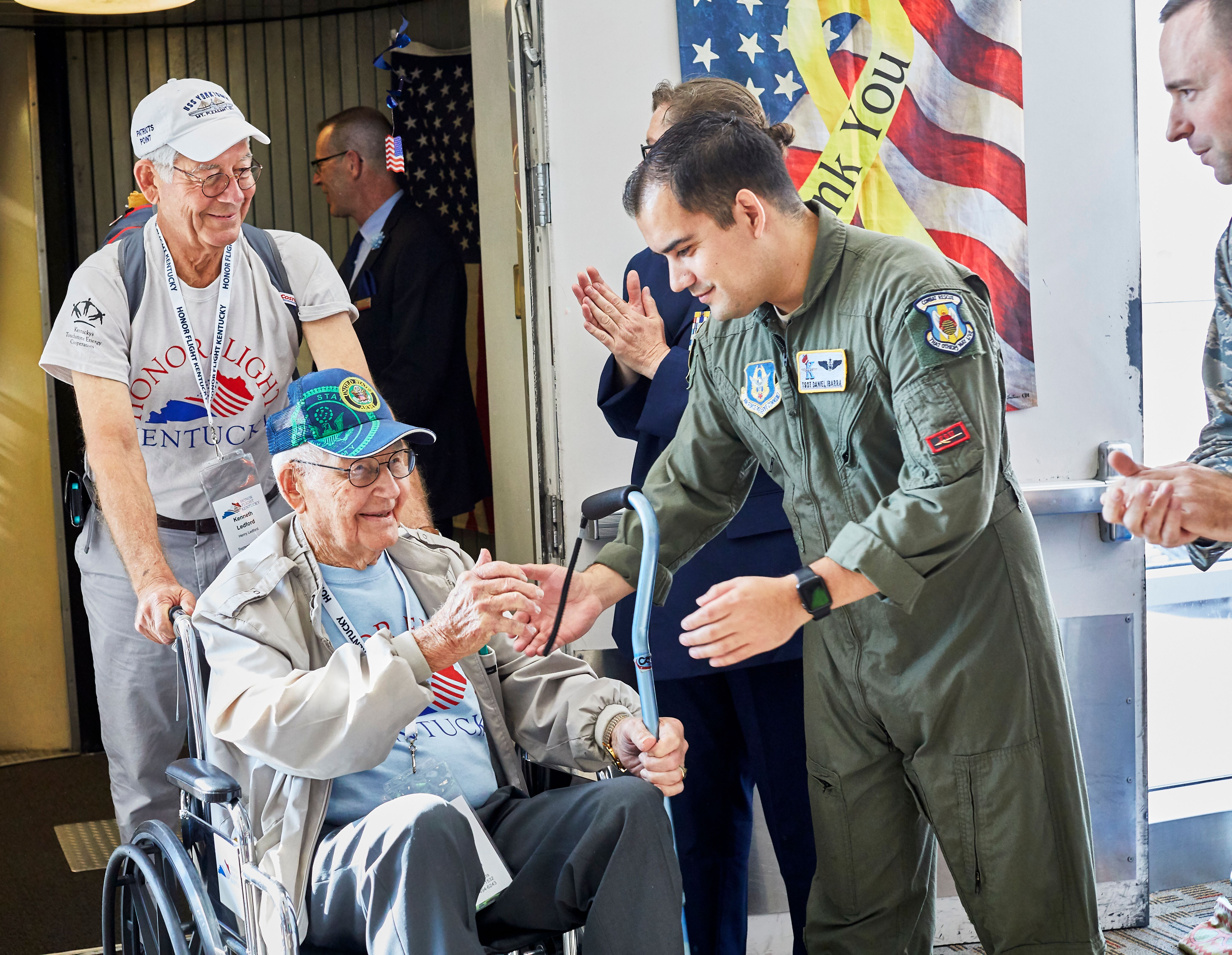US Military Veterans Disembarking An Honor Flight