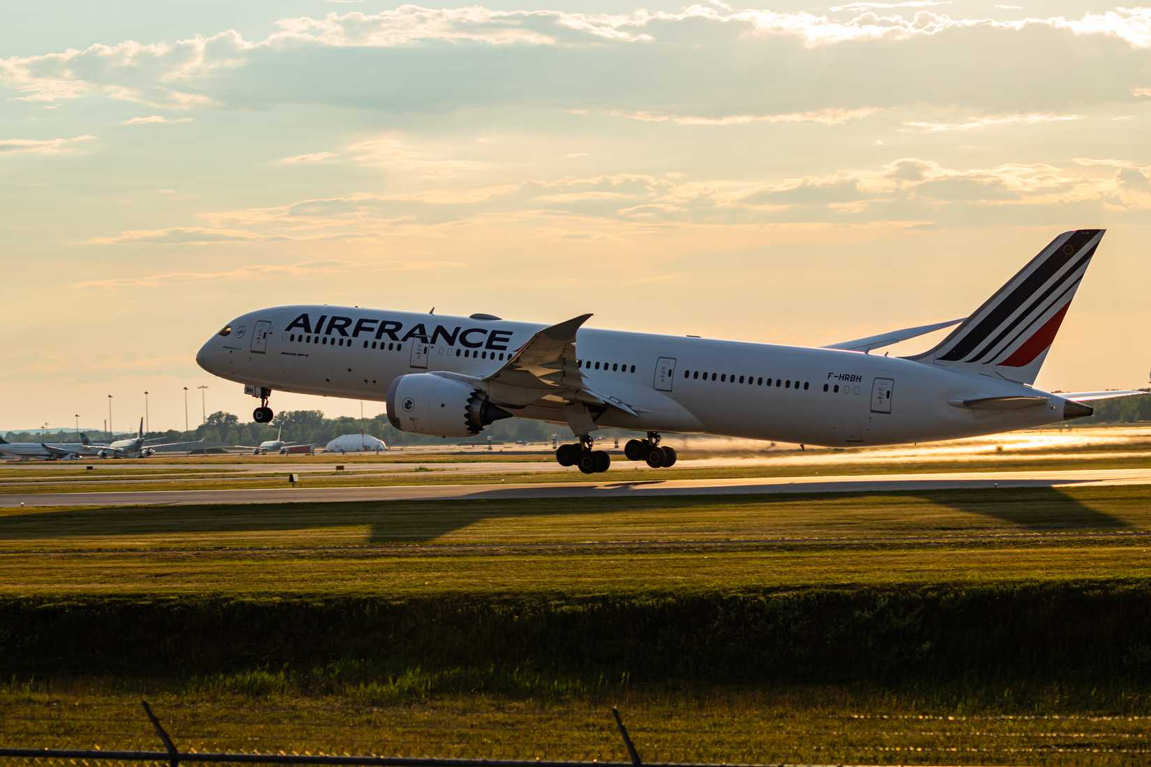 A Boeing 787 Aircraft Taking Off From Montreal Airport