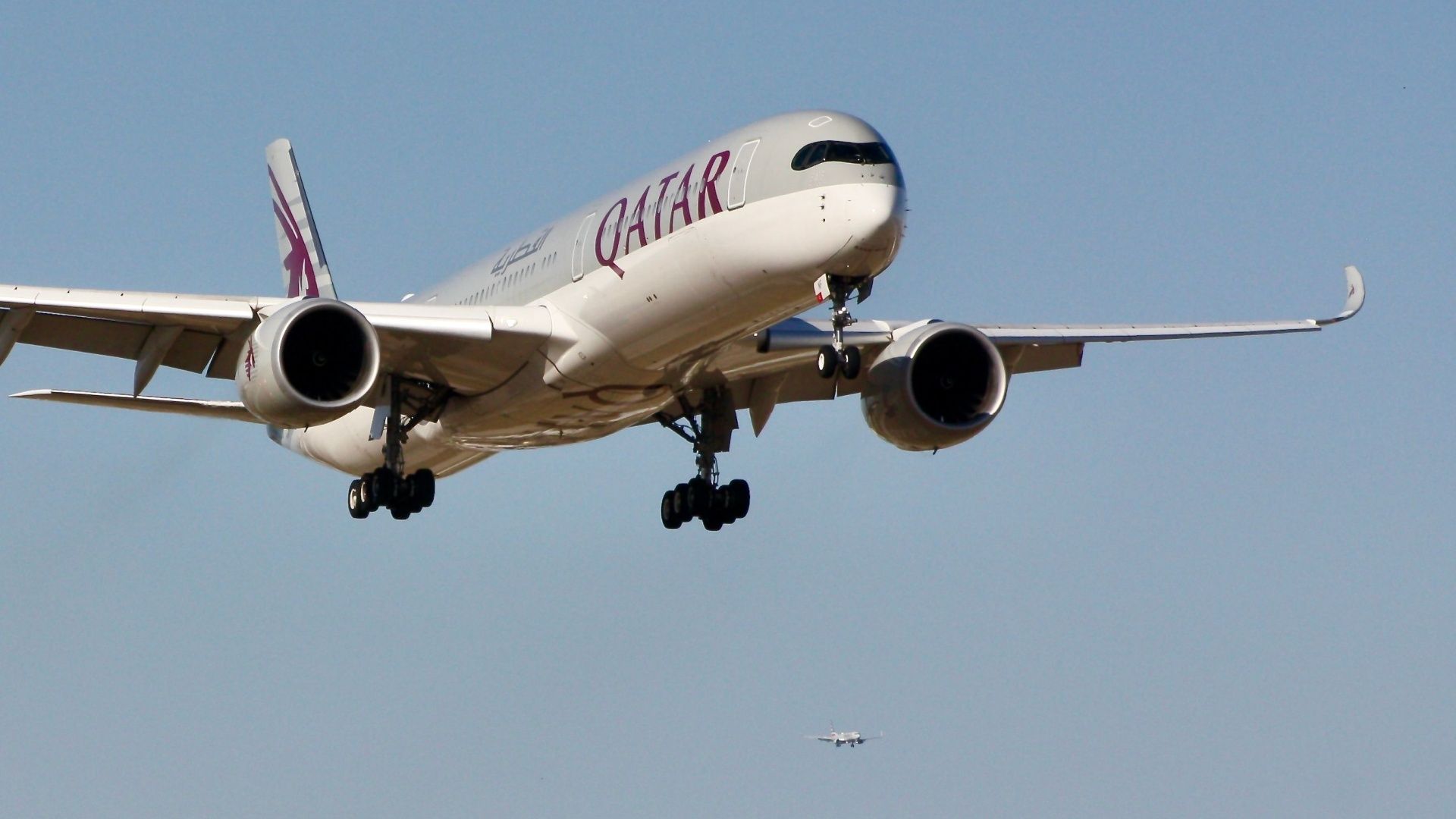 Airbus A350-1000 widebody aircraft in flight.