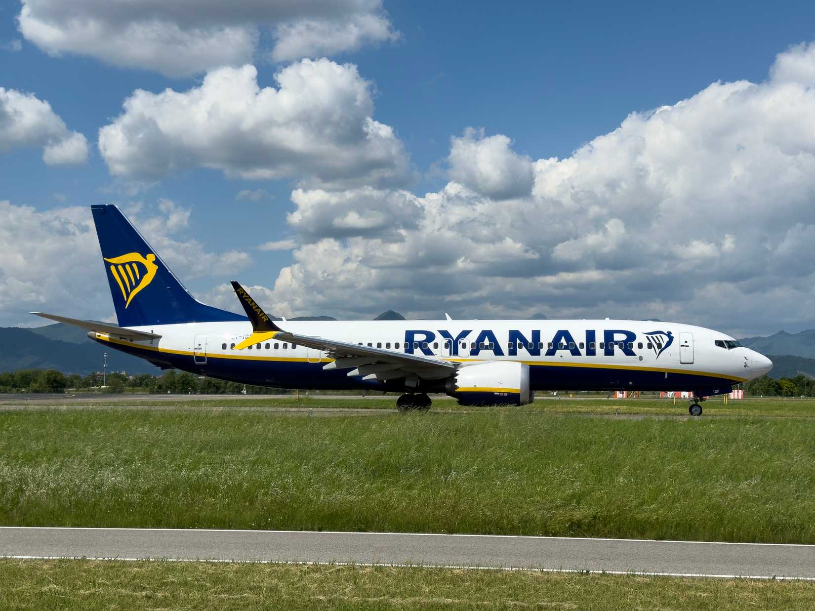 Ryanair Boeing 737 MAX 8 aircraft taxiing to runway