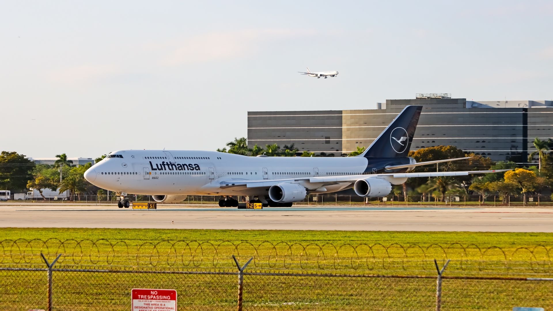 Lufthansa Boeing 747-8 aircraft on the runway