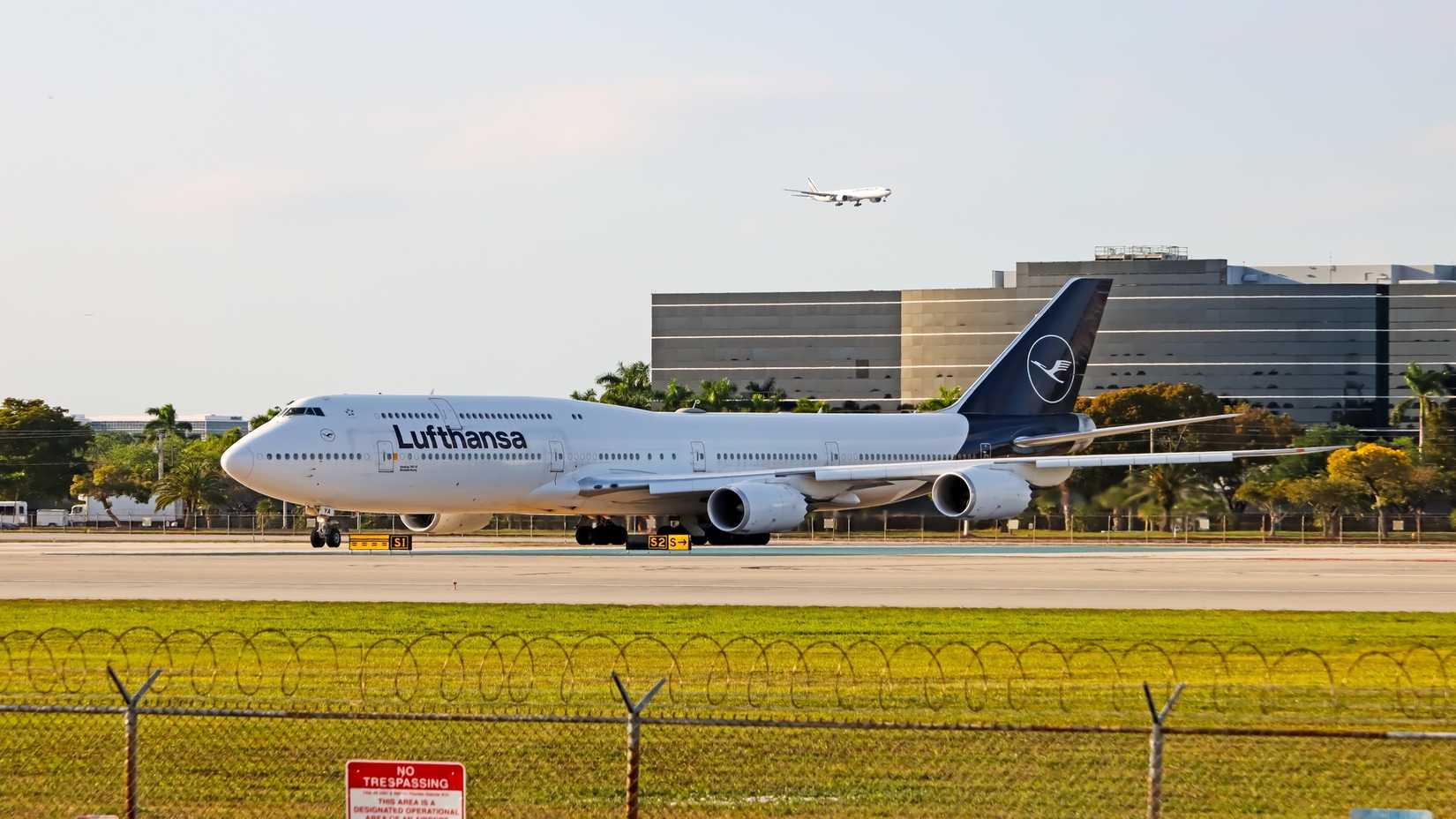 Lufthansa Boeing 747-8 aircraft on the runway