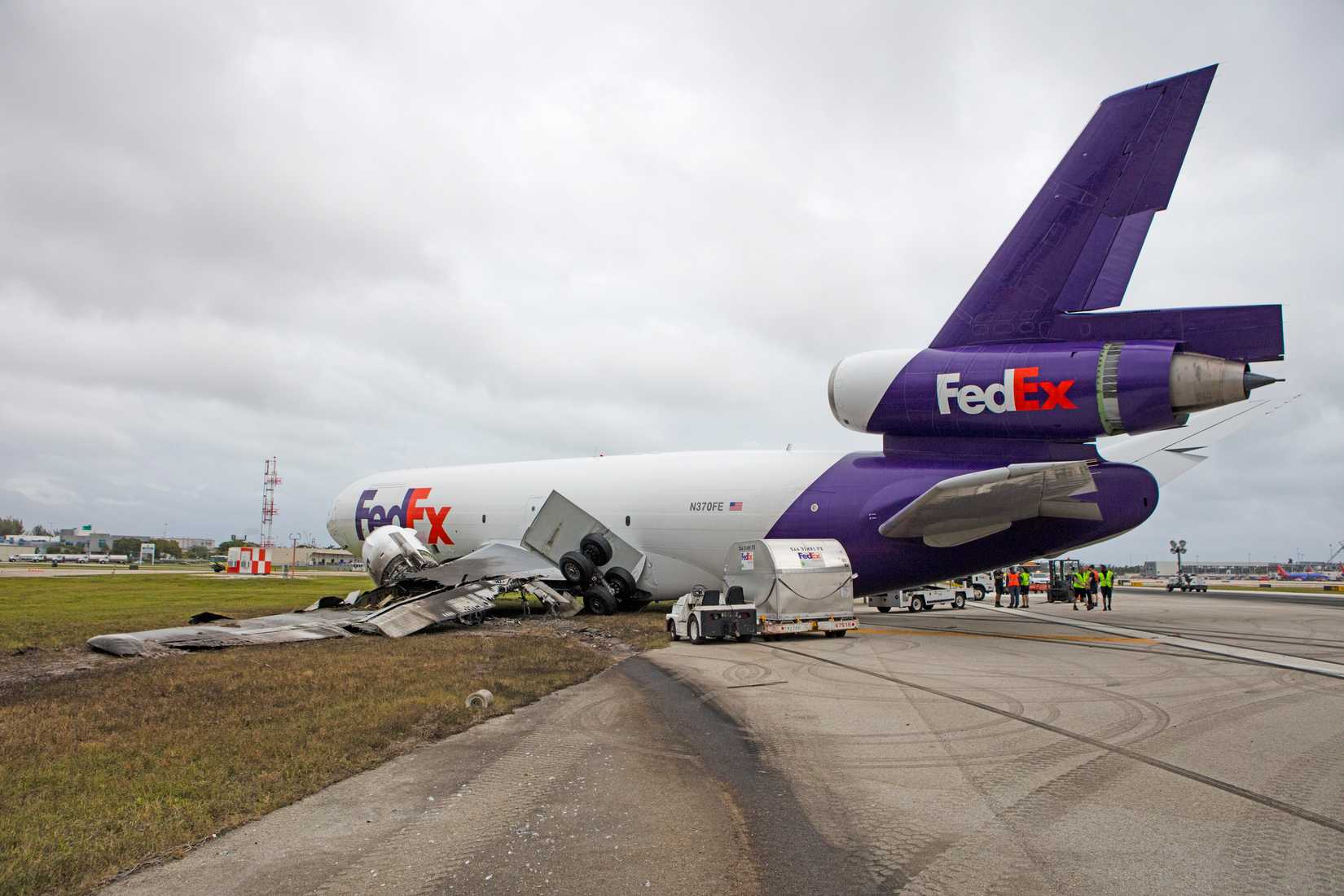 The final resting position of a FedEx MD-10-10F after it left the runway in 2016.