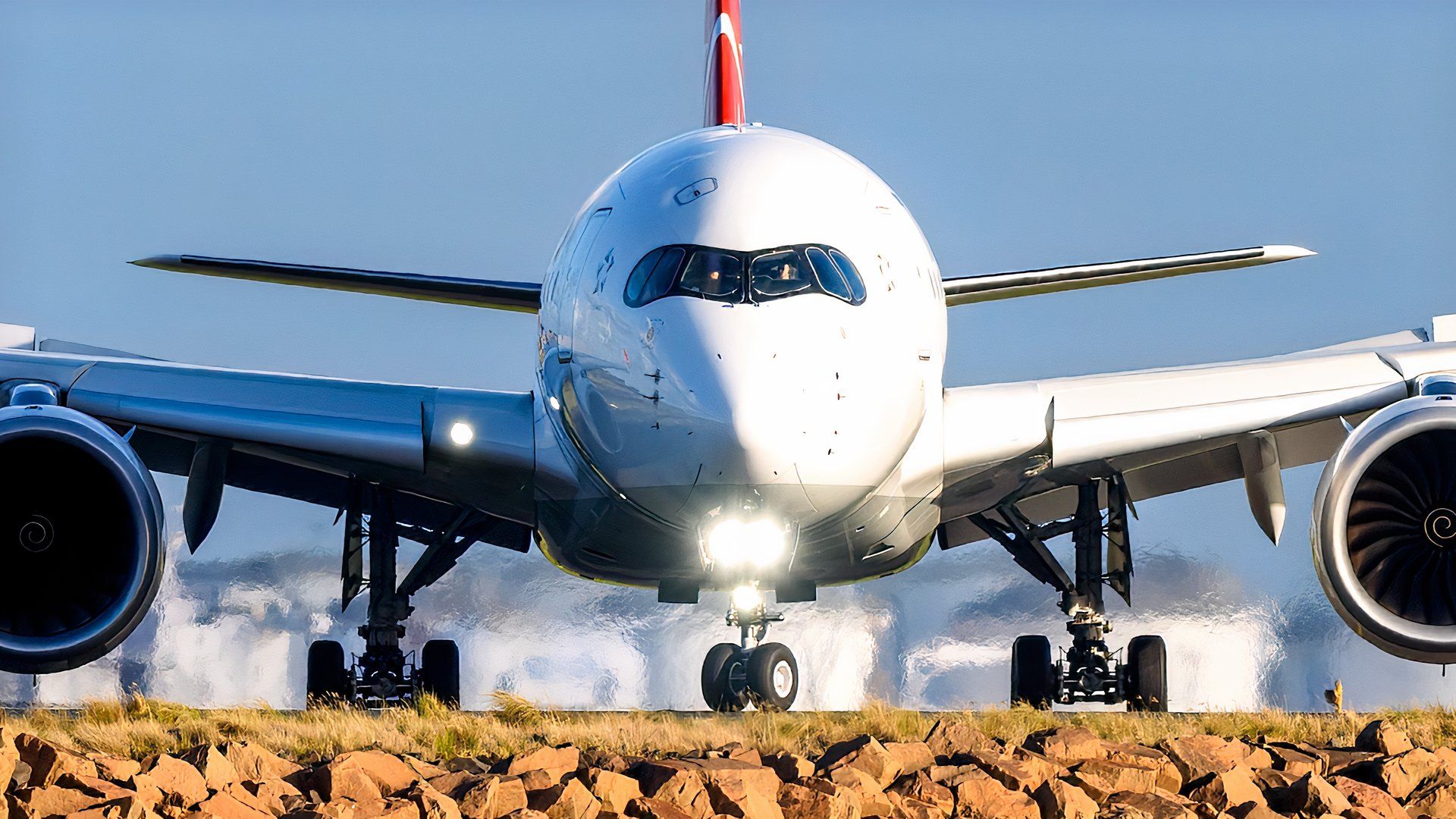 Turkish Airlines Airbus A350 about to exit a runway after landing