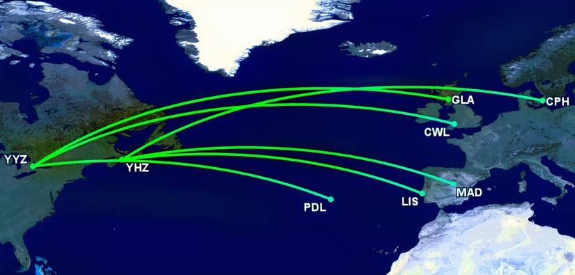 WestJet's new European routes