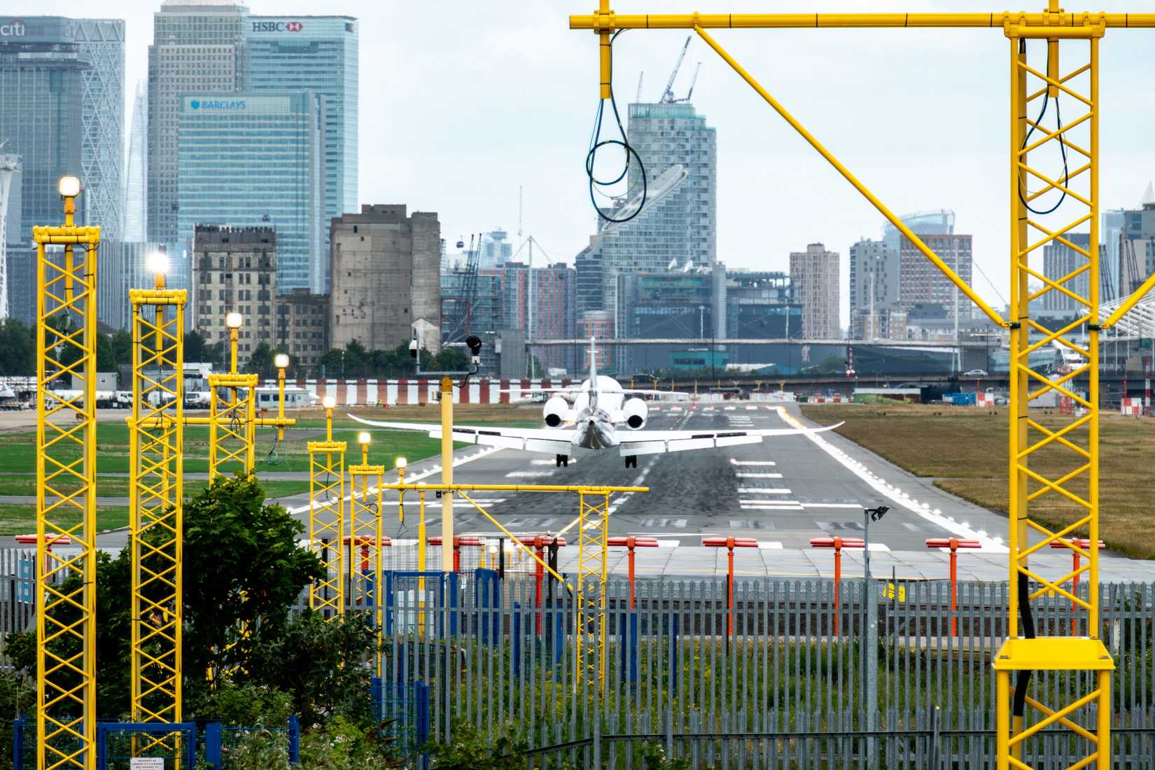 A private jet landing in London.