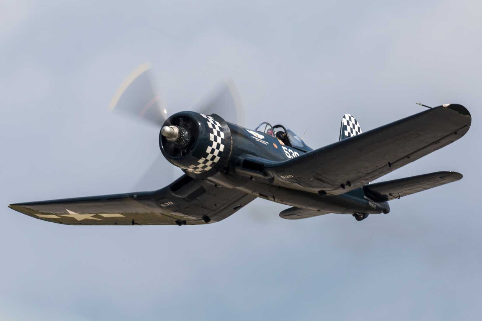 A World War II era F4U Corsair performs at the 2017 Cleveland Airshow.