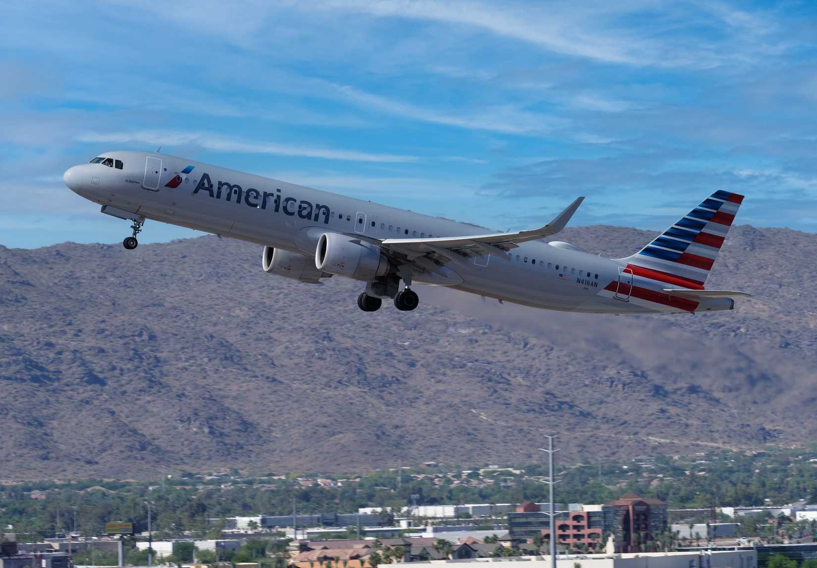 American Airlines A321neo taking off