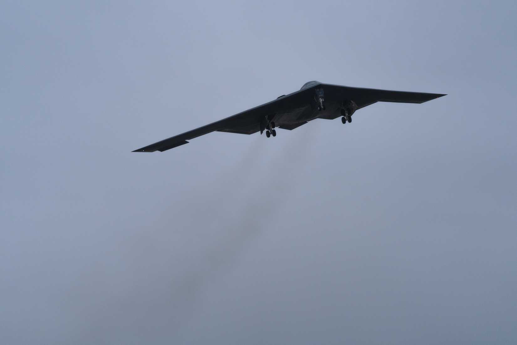 Air Force B-2 Spirit aircraft departs Whiteman Air Force Base, Missouri, during Exercise Global Thunder 26, Oct. 26, 2025.