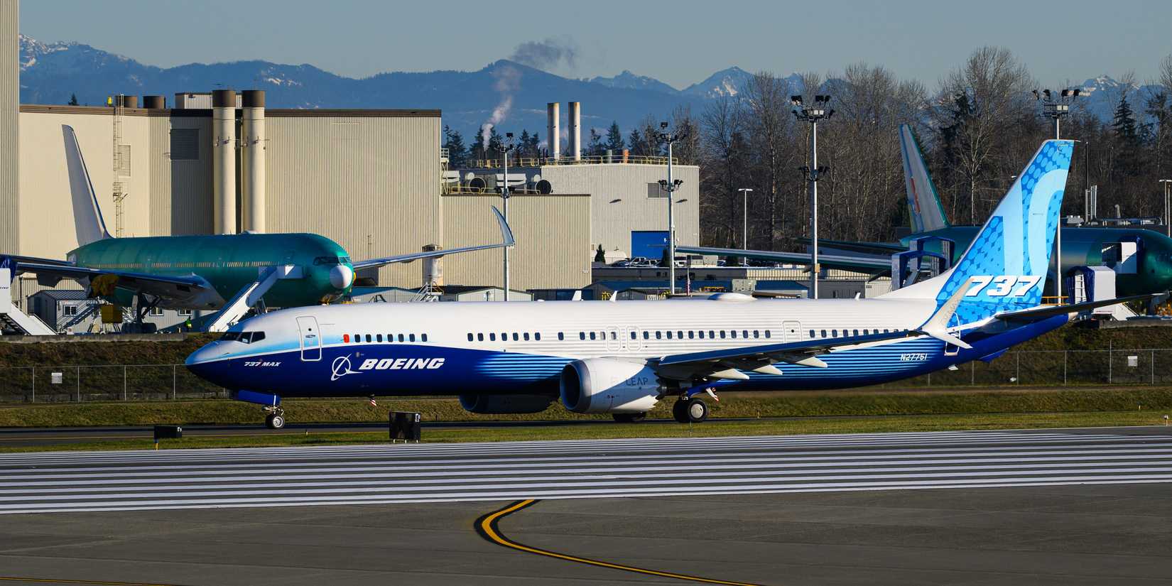 Boeing 737 MAX 10 experimental aircraft taxiing in company colors.