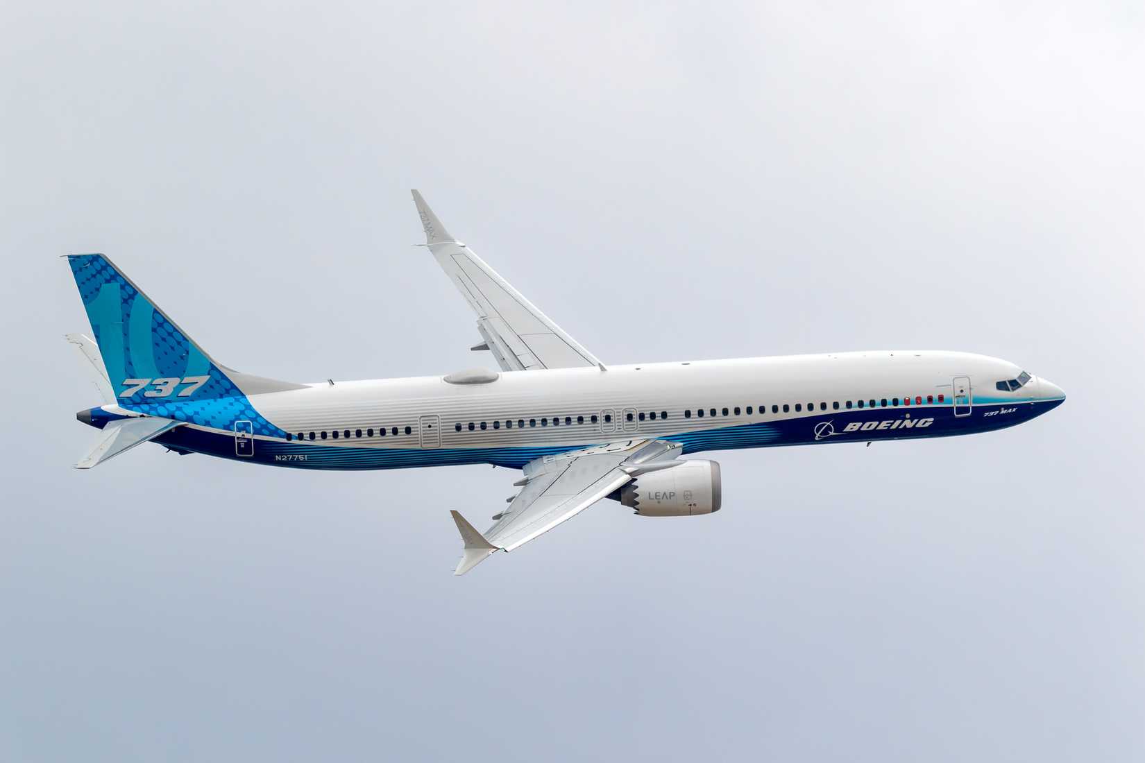 Boeing 737 MAX 10 passenger plane demonstration flight at the Paris Air Show.