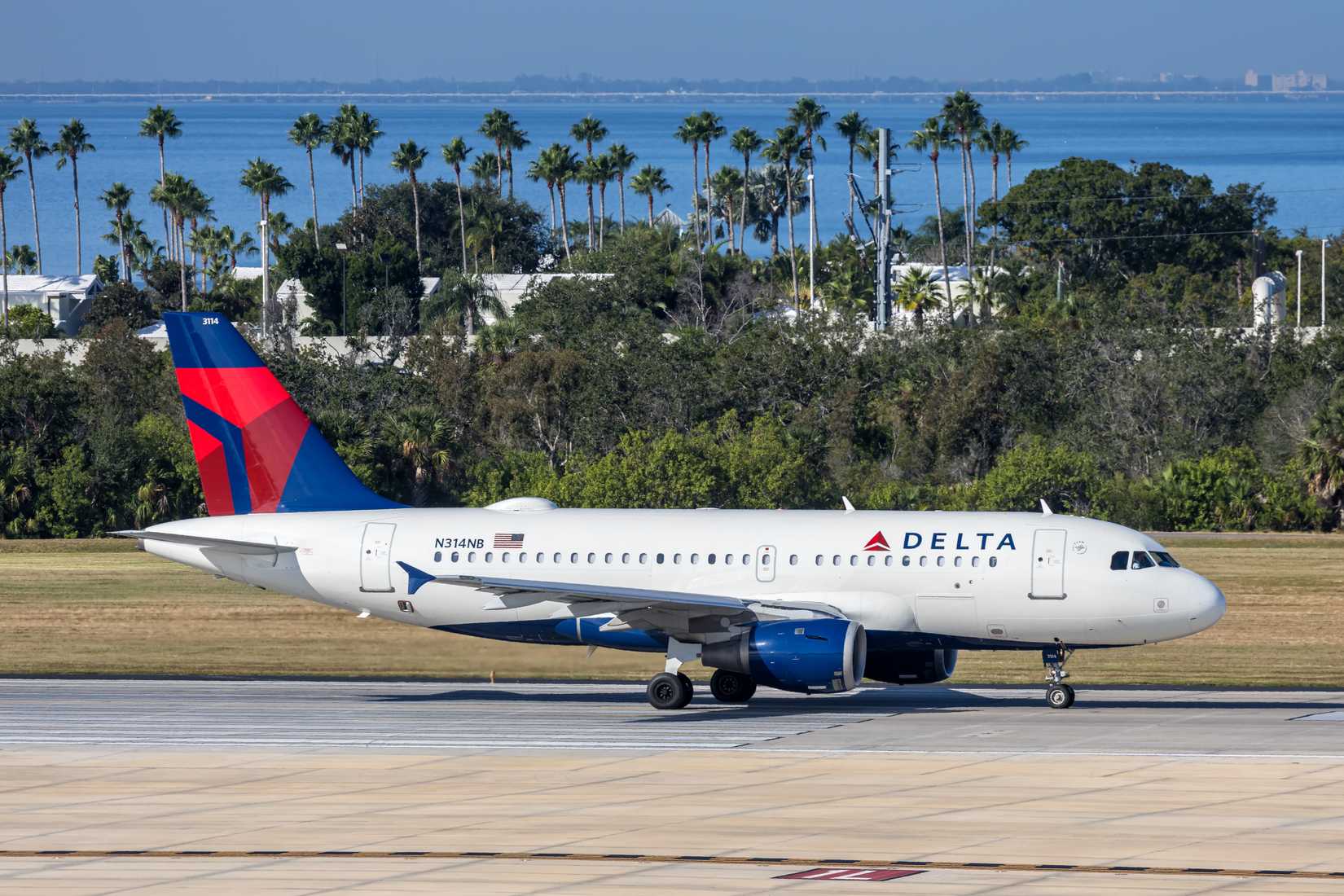 Delta Air Lines Airbus A319 airplane at Tampa airport in the United States.