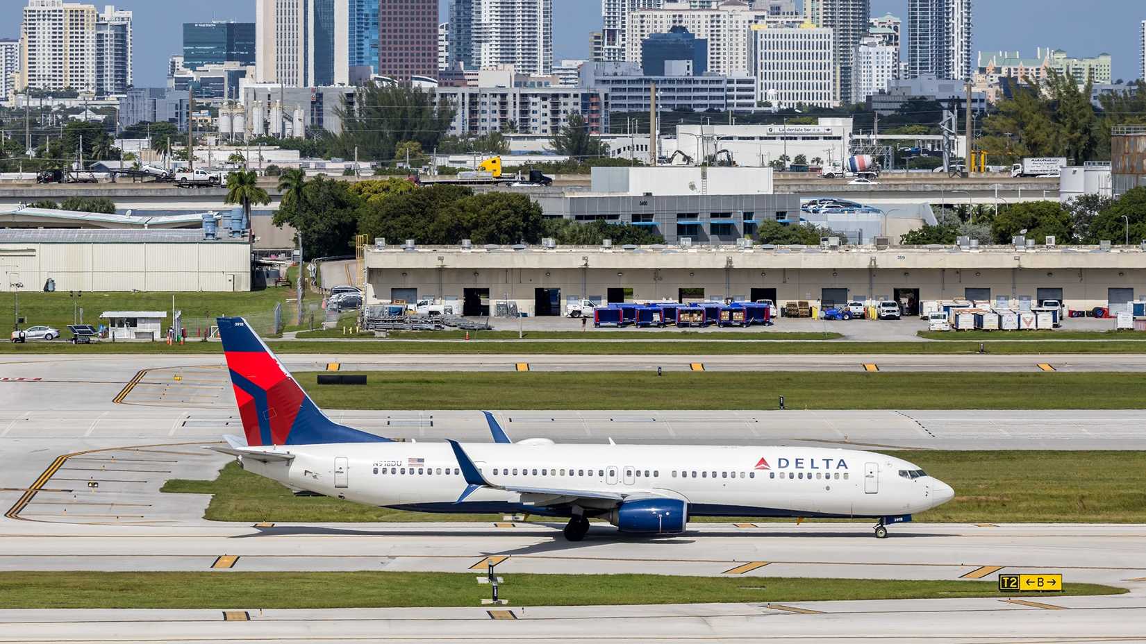 Delta Air Lines Boeing 737-900ER airplane at Fort Lauderdale airport in the United States.