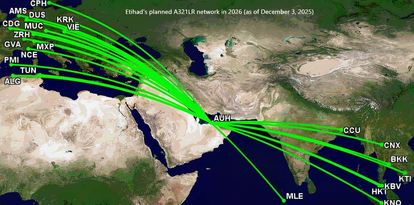 EY A321LR network in 2026 