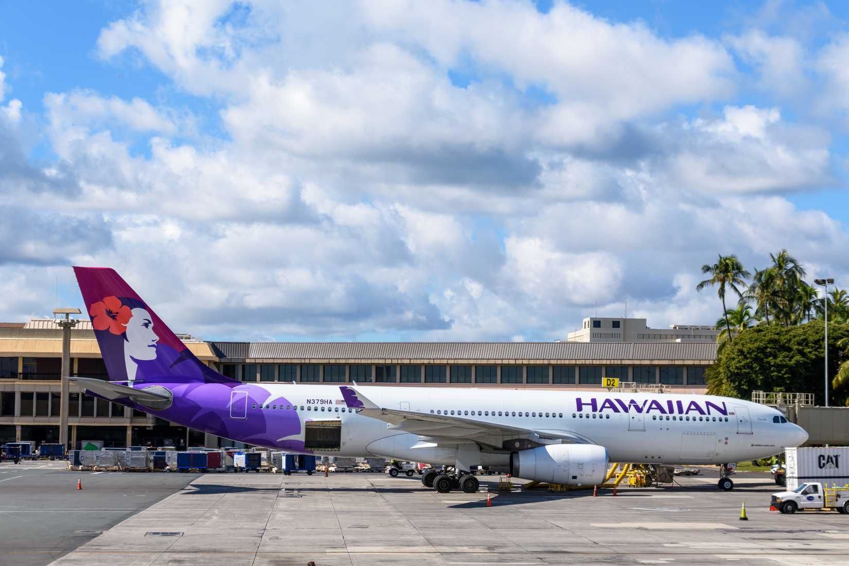 Hawaiian Airlines airplane Airbus A330-243 registration number N379HA parked at Daniel K. Inouye International Airport - Honolulu, Hawaii