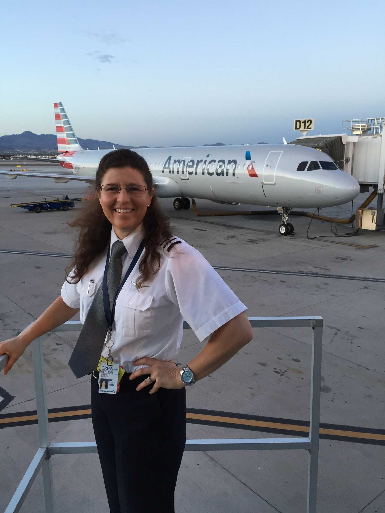 Kelly Jeffries In Front Of An American Airlines Jet