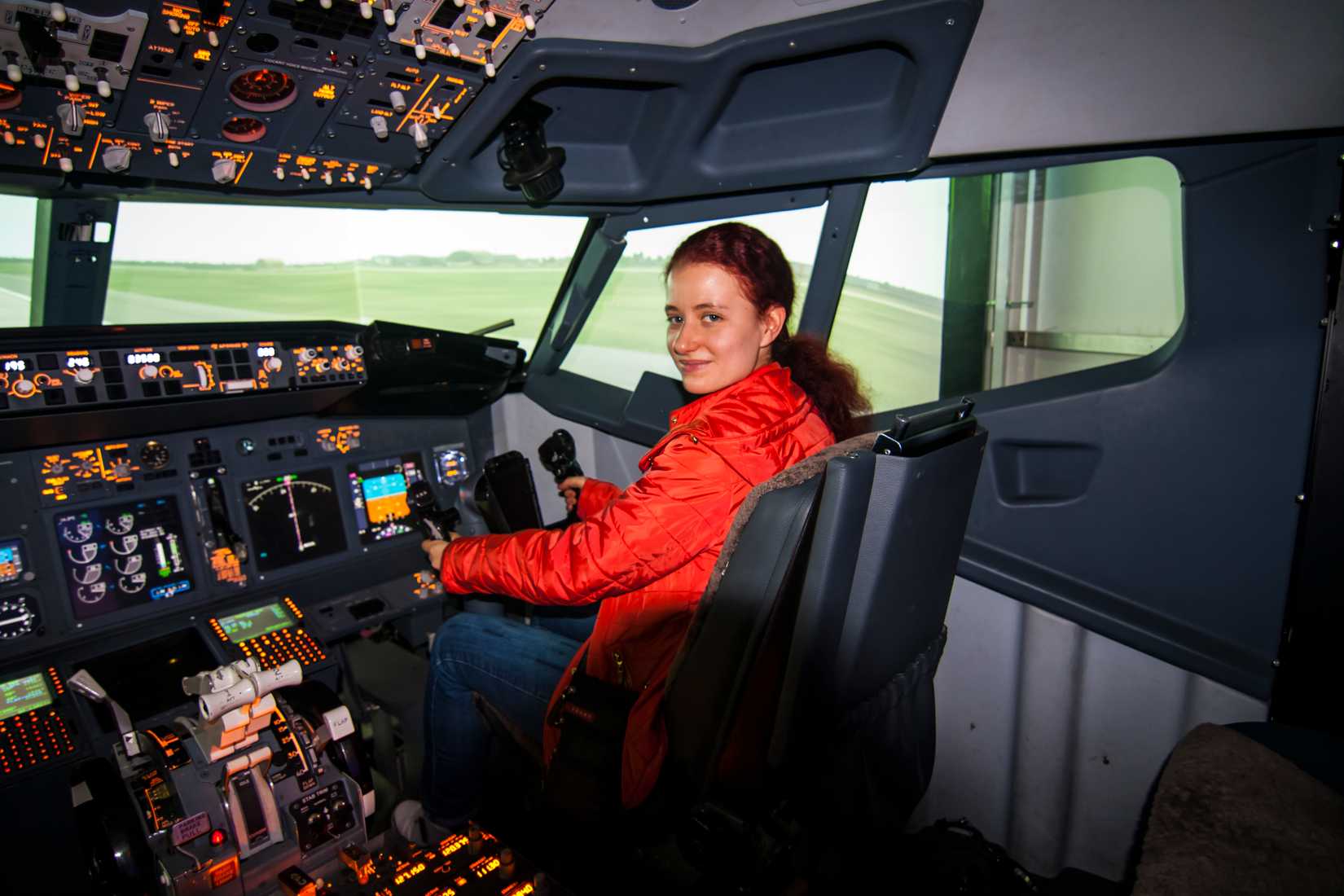Sitting inside a Boeing 737NG Full flight simulator (FFS)