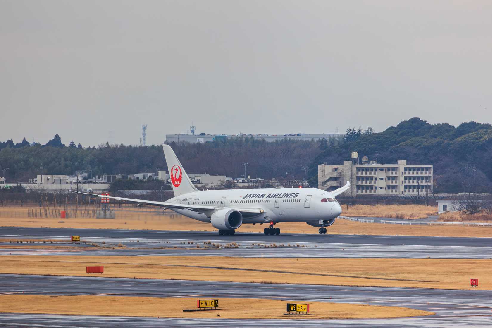 Japan Airlines (JAL) Boeing 787-8 Dreamliner (JA835J) aircraft takes off from the runway at Narita International Airport (NRT).