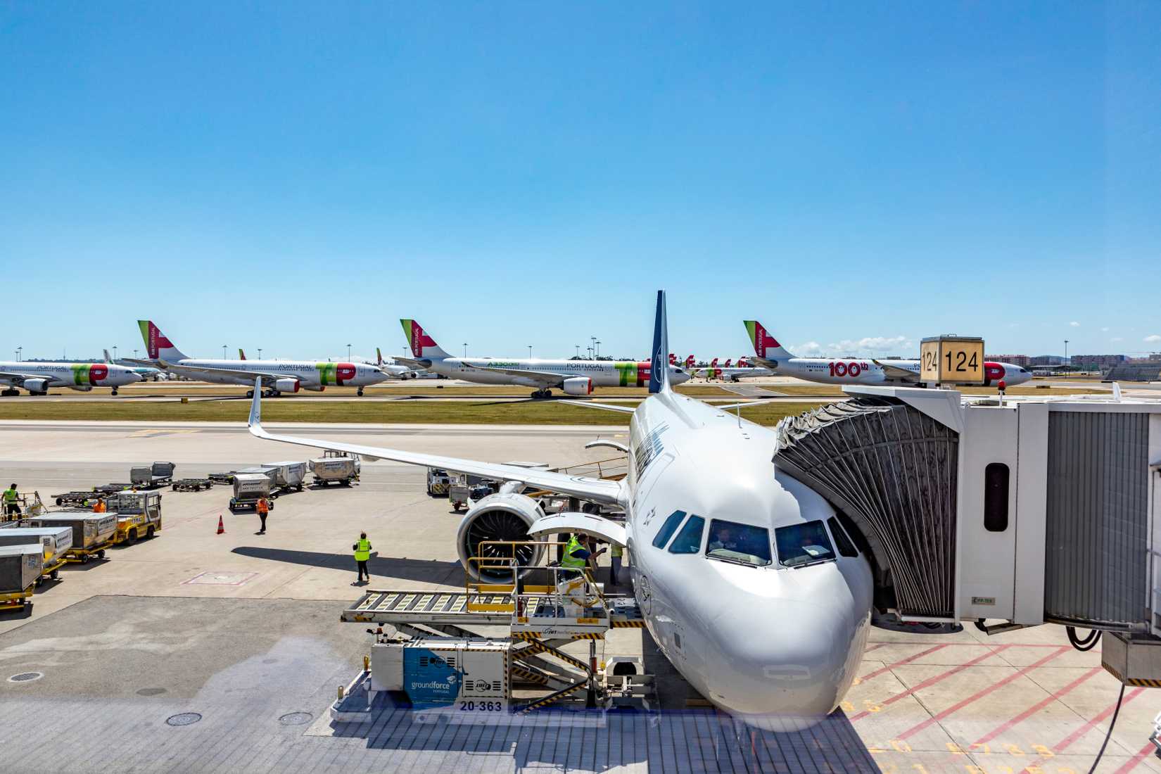 Lufthansa Aircraft at Lisbon with TAP aircraft in the background
