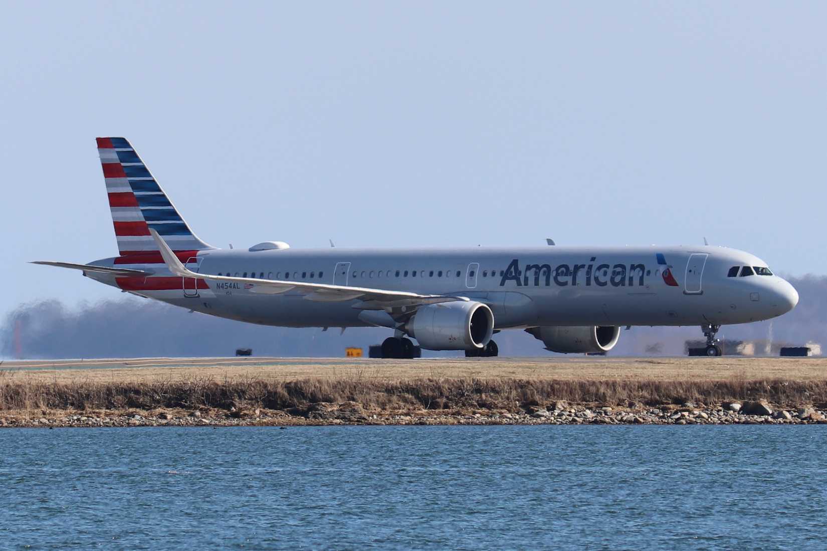 American Airlines A321-200neo on the ground in Boston