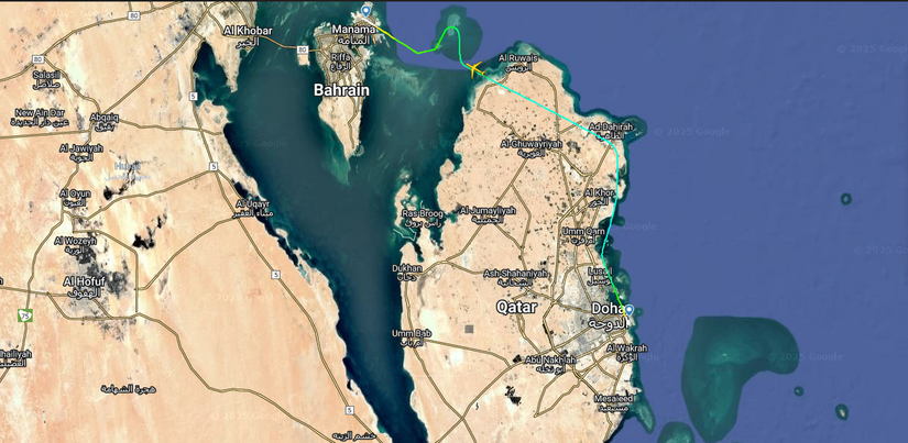Qatar Airways Doha Bahrain Map