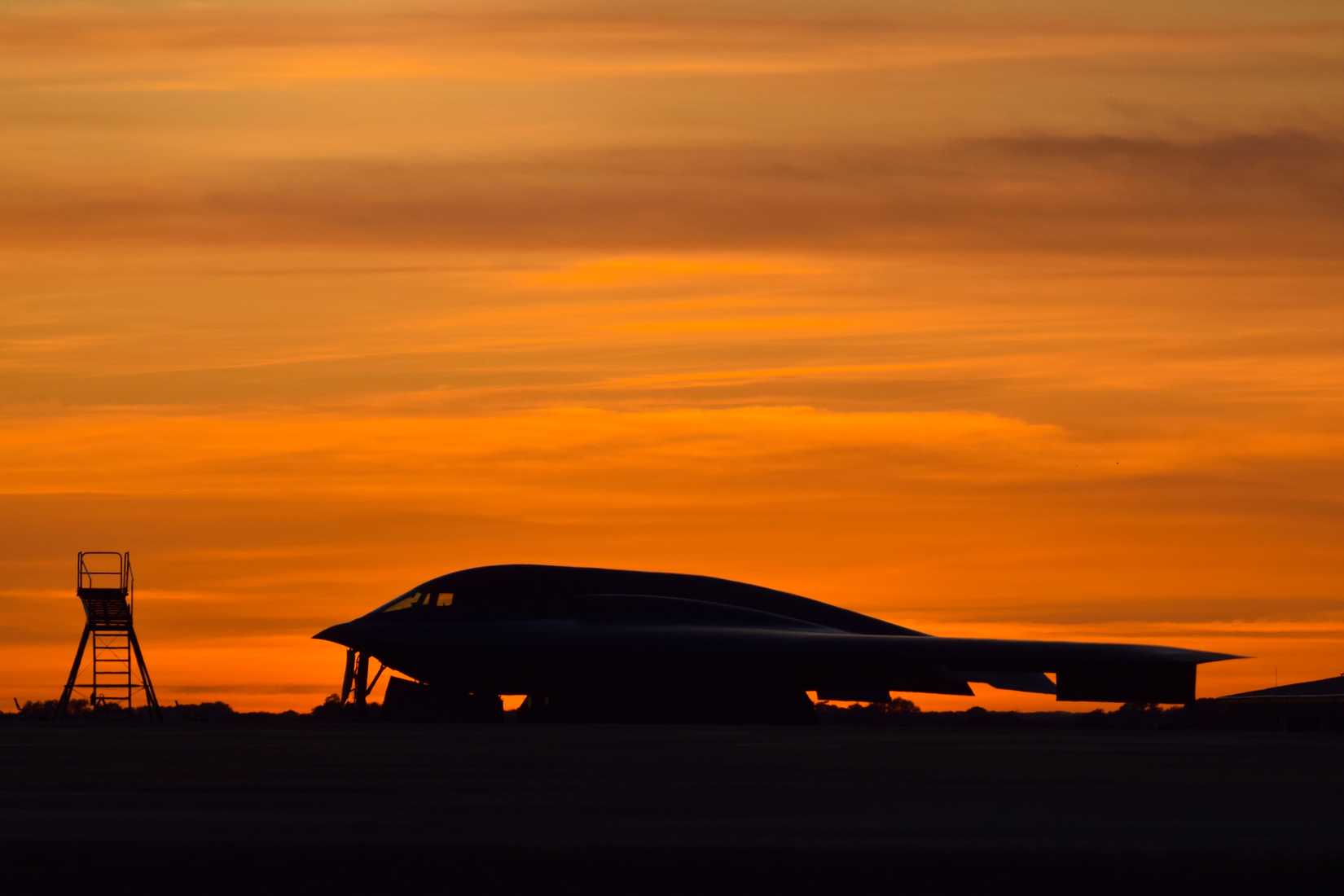 A B-2 Spirit Stealth Bomber On The Tarmac