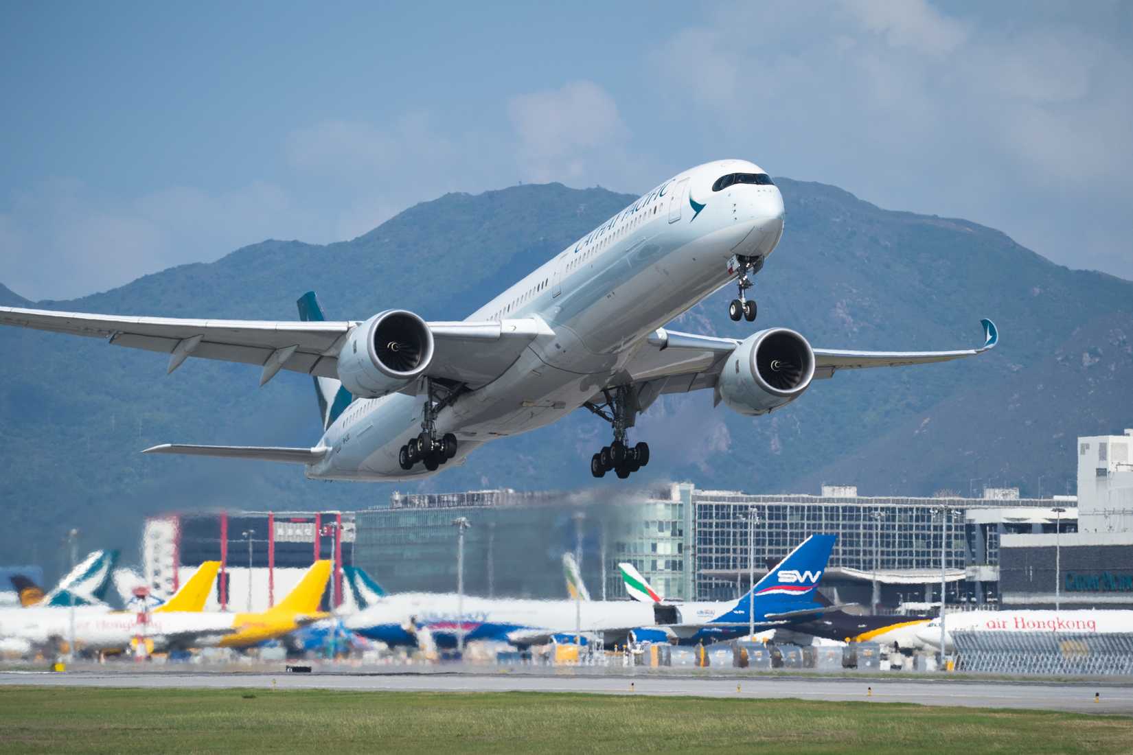 Cathay A350 Departing Hong Kong