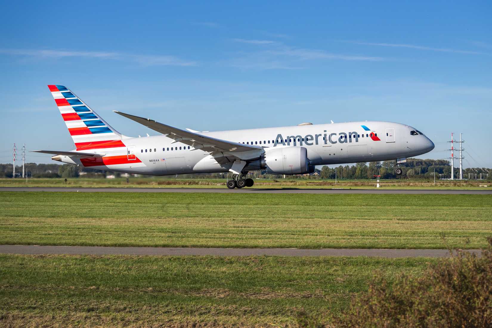 American 787 Departing Amsterdam