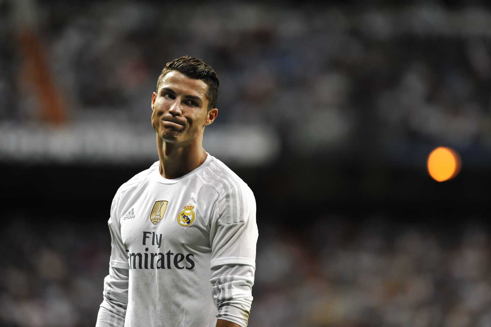 Footballer Cristiano Ronaldo Looking Disappointed During A Match