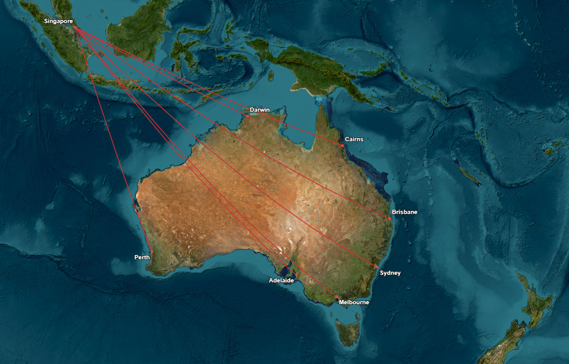 Singapore Airlines Australia Network Map