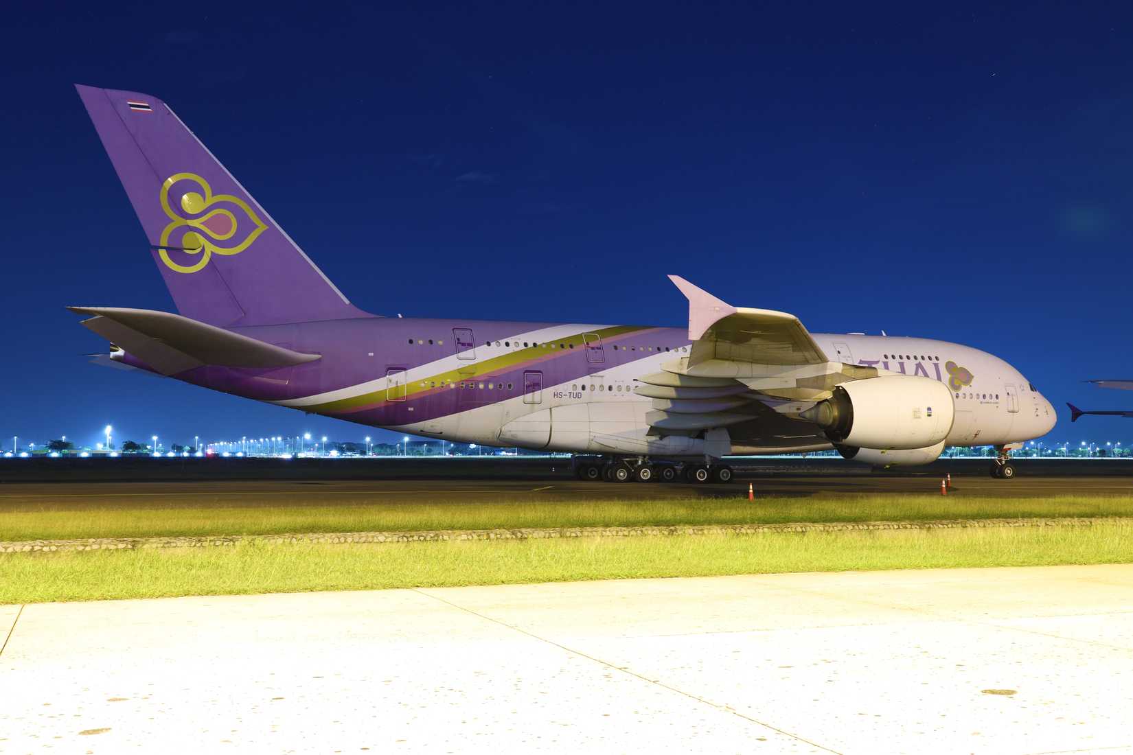 Thai Airways A380 parking at Suvarnabhumi International Airport