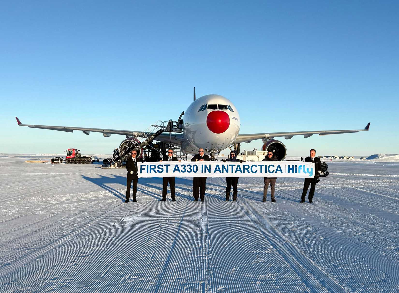 The first Airbus A330 to land in Antarctica operated by Hi Fly