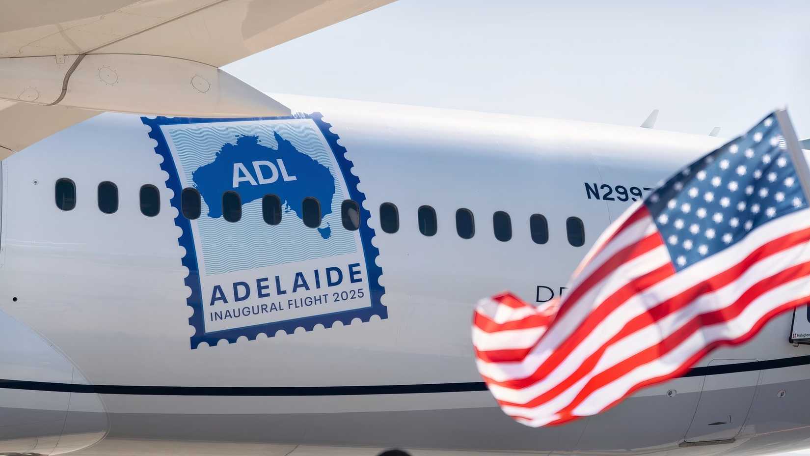 United Airlines brand-new SFO-ADL launch special logo