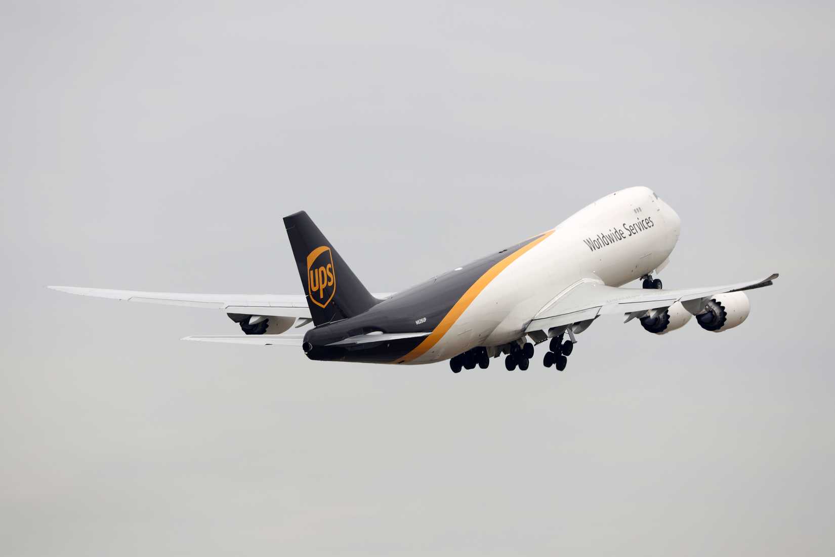 UPS Boeing 747-8F take off from Bangkok Suvarnabhumi International Airport.