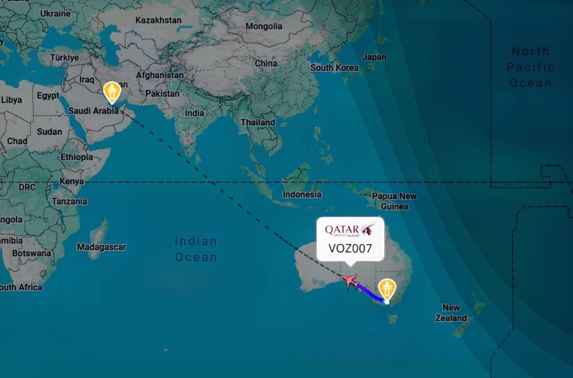 Virgin Melbourne's first flight to Doha