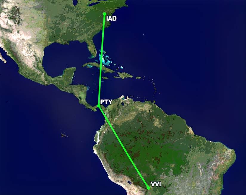VVI-PTY-IAD new route