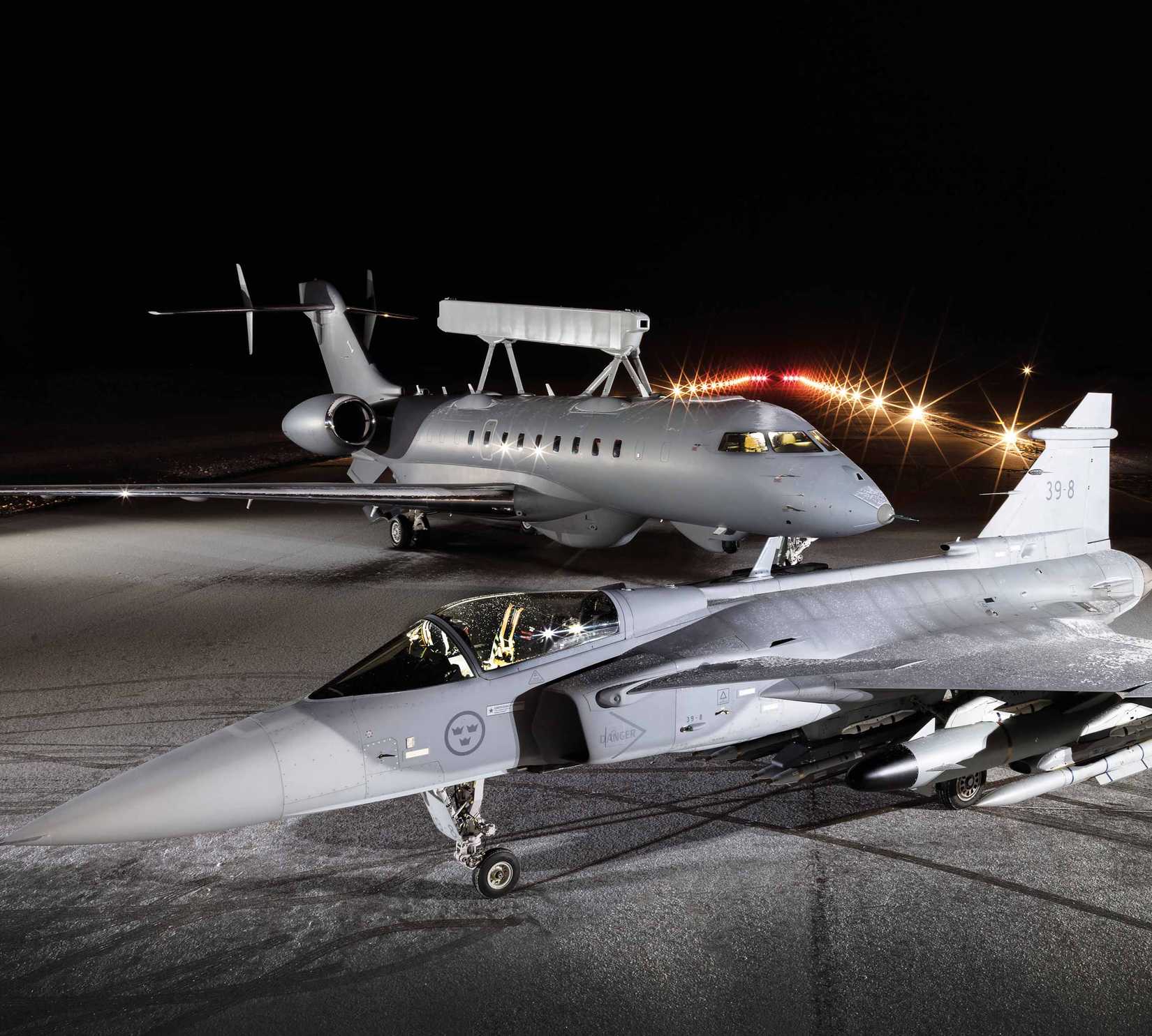 Saab Gripen and Bombardier GlobalEye together